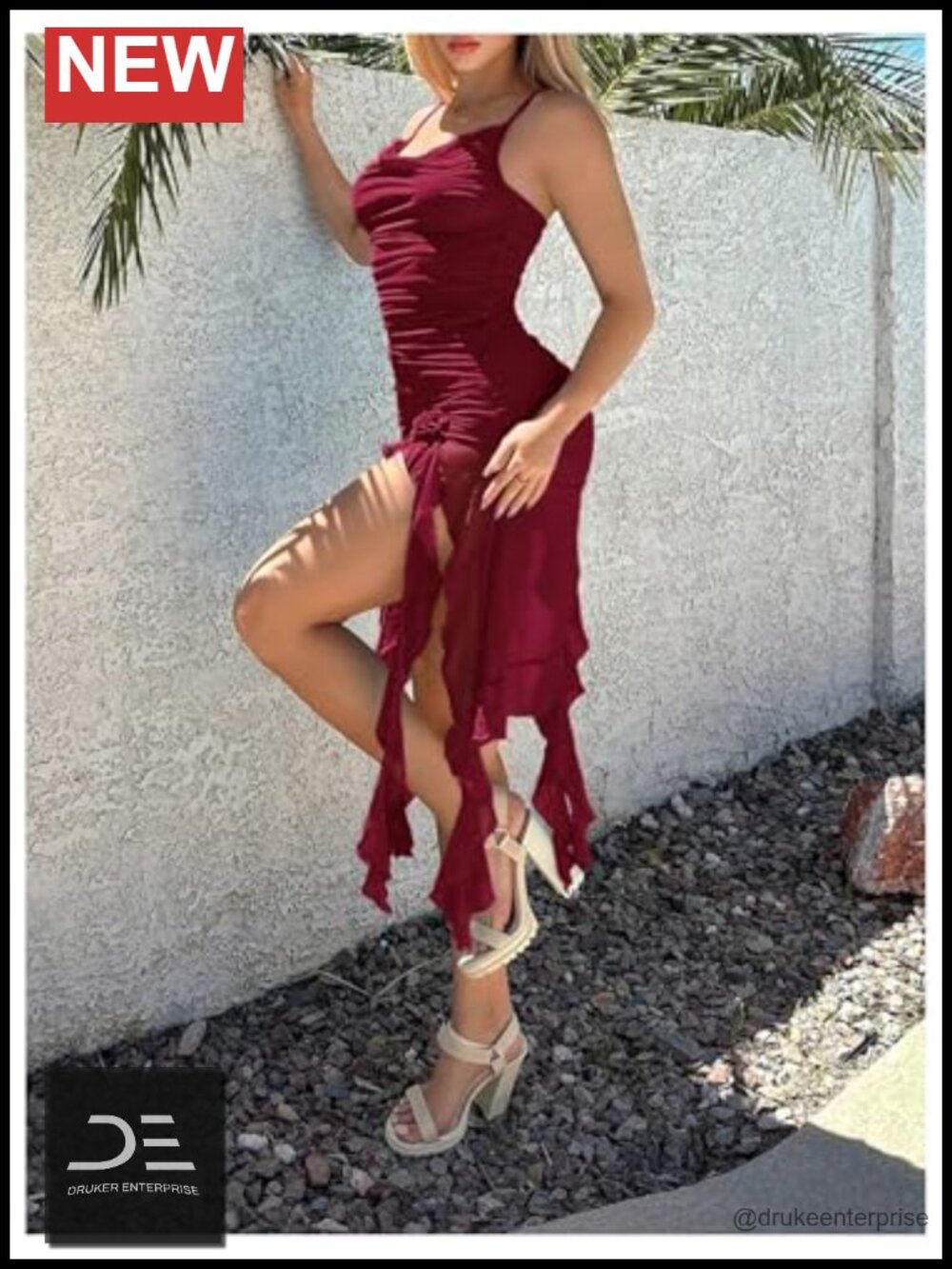 Women's Y2K Mesh Ruffle Ruched Bodycon Mini Dress - Picture 3 of 4